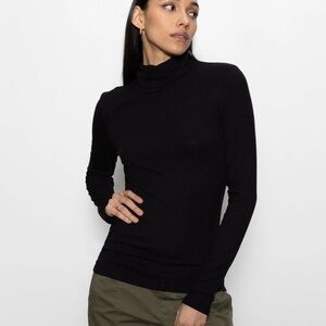 NWT Sanctuary ESSENTIAL TURTLENECK Long Sleeve TOP BLACK Size Small Ribbed